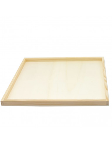 Tradineur - Cubertero, organizador de cubiertos de madera con tapa 35,5 x 26,5 x 4,8 cm, 5 compartimentos. Bandeja, porta utensi