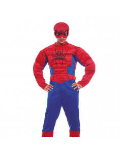 Disfraz Spider héroe, fibra sintética, incluye mono y mascará, accesorios no incluidos, carnaval halloween, adulto, talla S