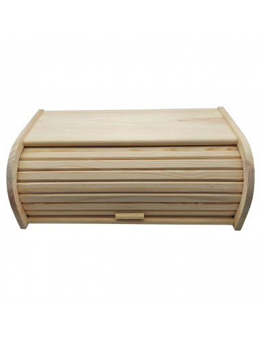 Tradineur - Panera con tapa persiana, madera natural sin tratar, 48 x 26 x 16,5 cm, contenedor, recipiente con tapa deslizante p