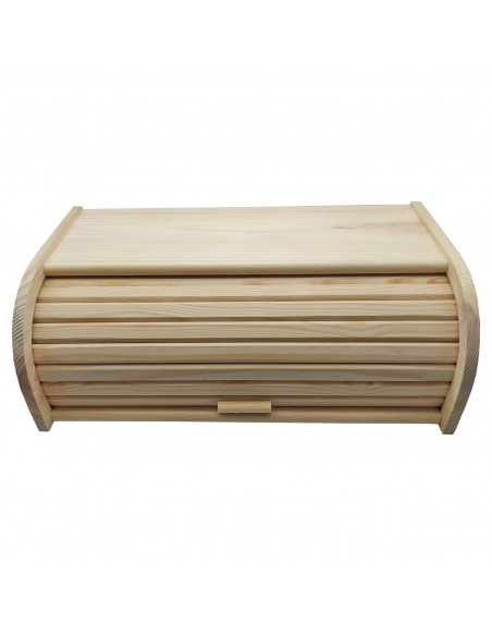 Tradineur - Panera con tapa persiana, madera natural sin tratar, 48 x 26 x 16,5 cm, contenedor, recipiente con tapa deslizante p