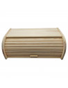 Tradineur - Panera con tapa persiana, madera natural sin tratar, 48 x 26 x 16,5 cm, contenedor, recipiente con tapa deslizante p