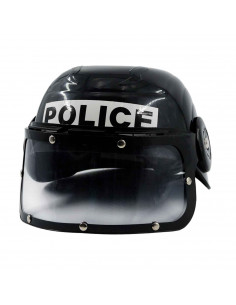 Casco de policía con visor color negro para niños para carnaval, halloween, fiestas y celebraciones. 12 x 20 x 22 cm