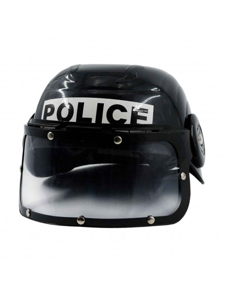 Casco de policía con visor color negro para niños para carnaval, halloween, fiestas y celebraciones. 12 x 20 x 22 cm Casco de policía con visor color negro para niños para carnaval, halloween, fiestas y celebraciones. 12 x 20 x 22 cm