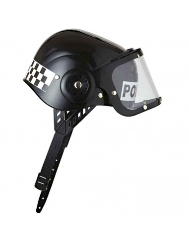 Casco de policía con visor color negro para niños para carnaval, halloween, fiestas y celebraciones. 12 x 20 x 22 cm