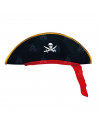 Sombrero pirata de terciopelo color negro para niños para carnaval, halloween, fiestas y celebraciones. 17 x 46 x 12 cm