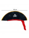 Sombrero pirata de terciopelo color negro para niños para carnaval, halloween, fiestas y celebraciones. 17 x 46 x 12 cm
