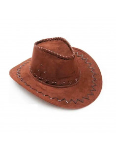 Sombrero de vaquero infantil marrón oscuro para niños para carnaval, halloween, fiestas y celebraciones. 12 x 31 x 34 cm