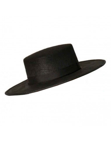 Sombrero cordobés color negro para jóvenes y adultos para carnaval, halloween, fiestas y celebraciones. 9 x 34,5 x 37 cm