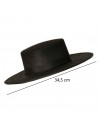 Sombrero cordobés color negro para jóvenes y adultos para carnaval, halloween, fiestas y celebraciones. 9 x 34,5 x 37 cm