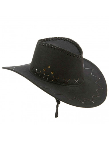 Sombrero de vaquero color negro para jóvenes y adultos para carnaval, halloween, fiestas y celebraciones. 13 x 33,5 x 37 cm