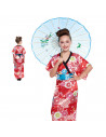 Disfraz de geisha infantil, fibra sintética, vestido y cinturón, diseño tradicional, carnaval, halloween, cosplay, fiestas, niña