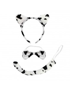 Set 3 piezas de disfraz de vaca de color blanco y negro, complemento para carnaval, halloween y celebraciones. Tamaño orejas: 15