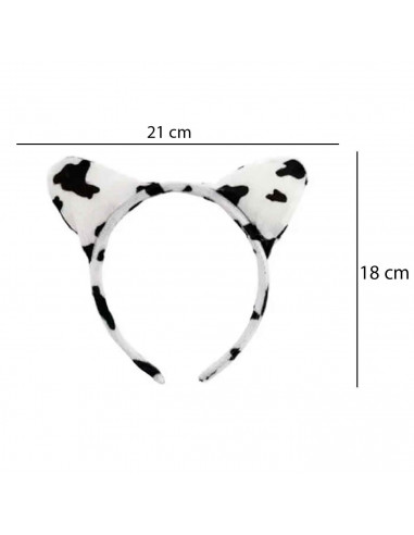 Set 3 piezas de disfraz de vaca de color blanco y negro, complemento para carnaval, halloween y celebraciones. Tamaño orejas: 15