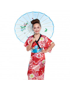 Disfraz geisha infantil, fibra sintética, vestido y cinturón, diseño tradicional, carnaval, halloween, cosplay, fiestas, niñas (
