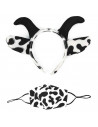 Set 2 piezas de disfraz de vaca de color blanco y negro, complemento para carnaval, halloween y celebraciones. Tamaño orejas: 18