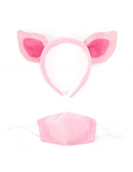 Set 2 piezas de disfraz de cerdito de color rosado, complemento para carnaval, halloween y celebraciones. Tamaño orejas: 17 x 24 Set 2 piezas de disfraz de cerdito de color rosado, complemento para carnaval, halloween y celebraciones. Tamaño orejas: 17 x 24