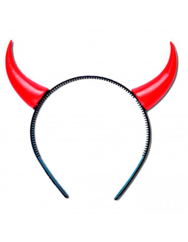 Diadema de demonio de color rojo para adulto y jovenes para combinar con disfraces en fiestas y celebraciones. 20 x 20 x 3 cm