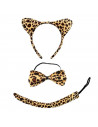 Set 3 piezas de disfraz de leopardo, complemento para carnaval, halloween y celebraciones. Tamaño orejas: 17 x 20 x 2 cm