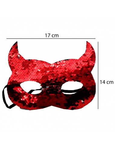 Antifaz de diablesa con lentejuelas para adultos, complemento para carnaval, halloween, fiestas, celebraciones. 14 x 17 x 0,3 cm