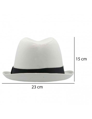 sombrero fedora de color blanco para jóvenes y adultos para carnaval, halloween, fiestas y celebraciones. 15 x 23 x 28 cm