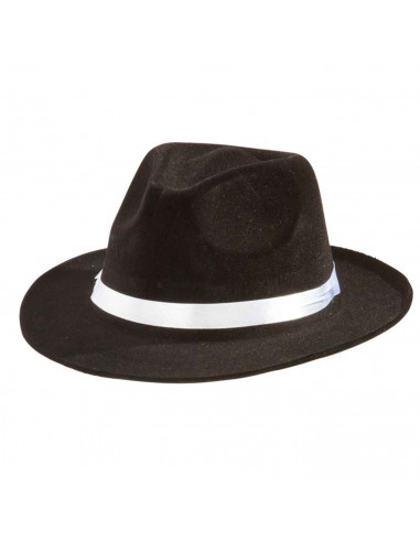 sombrero fedora de color negro para jóvenes y adultos para carnaval, halloween, fiestas y celebraciones. 15 x 23 x 28 cm