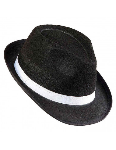 sombrero fedora de color negro para jóvenes y adultos para carnaval, halloween, fiestas y celebraciones. 15 x 23 x 28 cm