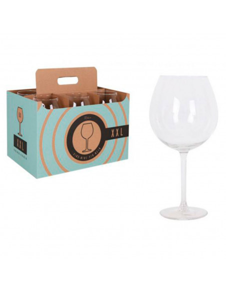 Set de 6 copas de vino 72 cl XXL. Pack, juego copas de cristal, borde fino, tallo largo para una degustación ideal en casa, rest