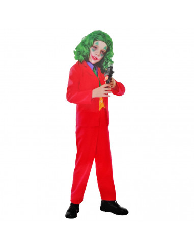 Disfraz mad clown infantil, payaso loco, fibra sintética, incluye chaqueta, pantalón y corbata, carnaval, halloween, cosplay, ni