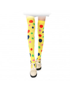 Medias de payaso amarillas para jóvenes y adultos, complemetos de disfraces para carnaval, halloween u otras celebraciones. 165/