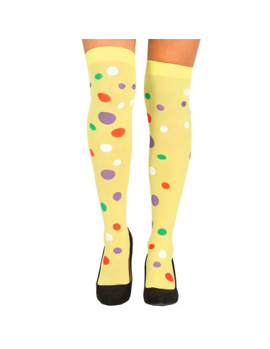 Medias de payaso amarillas para jóvenes y adultos, complemetos de disfraces para carnaval, halloween u otras celebraciones. 165/