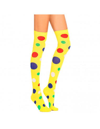 Medias de payaso amarillas para jóvenes y adultos, complemetos de disfraces para carnaval, halloween u otras celebraciones. 165/