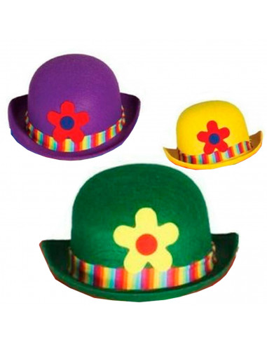 Clásico sombrero bombín de payaso de fieltro para jóvenes y adultos para carnaval, halloween y celebraciones. Tamaño 14 x 24 x 3