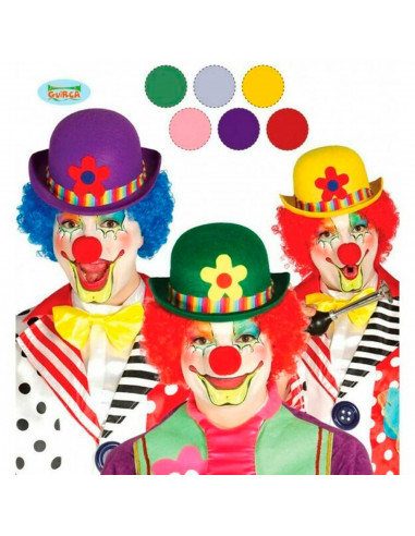 Clásico sombrero bombín de payaso de fieltro para jóvenes y adultos para carnaval, halloween y celebraciones. Tamaño 14 x 24 x 3