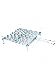Parrilla doble de acero para barbacoa 50 x 50 cm. Rejilla grill portátil con patas cuadrada, asado de pescado, carne. Ideal para