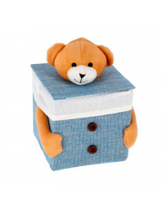 Caja con tapa -  Caja de poliester recubierta de tela, Caja para la decoración o almacenaje. 13  x 13 x 13 cm, colores aleatorio