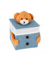 Caja con tapa -  Caja de poliester recubierta de tela, Caja para la decoración o almacenaje. 13  x 13 x 13 cm, colores aleatorio