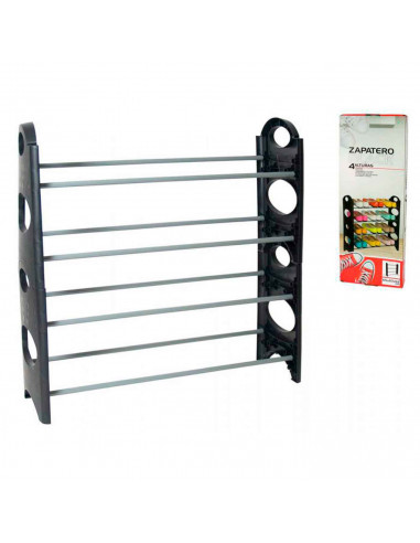 Zapatero de plástico resistente, 4 niveles, estantería, mueble multiuso, soporte para zapatos, recibidor, pasillo, dormitorio, 6