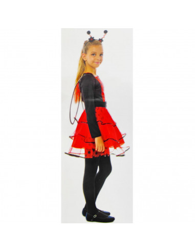 Disfraz mariquita infantil, fibra sintética, incluye vestido, diadema y alas, carnaval, halloween, cosplay, fiestas, niñas (5-6
