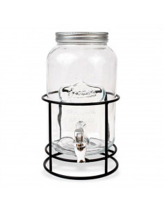 Tarro dispensador de bebidas de vidrio con grifo y soporte 3 L. Bote dispensador, botella con grifo, garrafa, jarra de cristal c