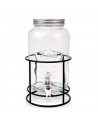 Tarro dispensador de bebidas de vidrio con grifo y soporte 3 L. Bote dispensador, botella con grifo, garrafa, jarra de cristal c