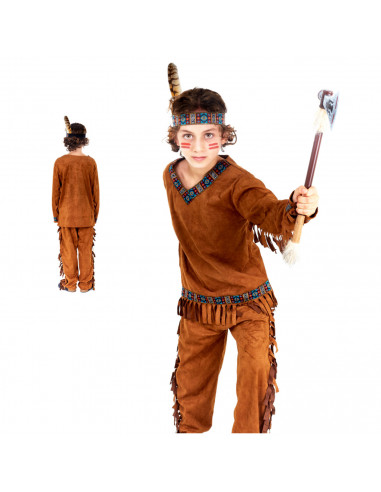 Disfraz de indio infantil, fibra sintética, incluye camiseta, pantalón y cinta, carnaval, halloween, cosplay, fiestas, niños (3-