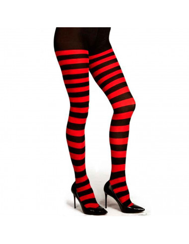 Medias rojas con rayas negras para jóvenes y adultos, complemetos de disfraces para carnaval, halloween u otras celebraciones. 1