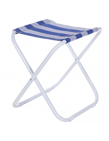 Taburete plegable camping portátil 40 x 32,5 x 38,5 cm. Silla, banqueta compacta de hierro y poliéster para playa, acampada, pes