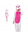 Tradineur - Disfraz unicornio, pijama, fibra sintética, incluye mono con capucha, carnaval, Halloween, cosplay, fiestas, adulto