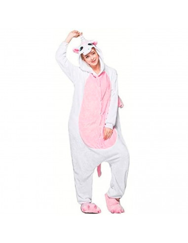 Tradineur - Disfraz unicornio, pijama, fibra sintética, incluye mono con capucha, carnaval, Halloween, cosplay, fiestas, adulto