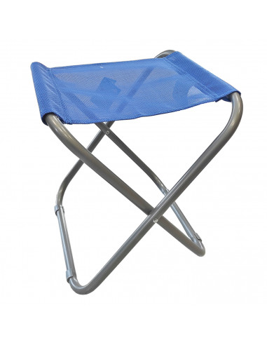 Taburete plegable camping portátil 40 x 32,5 x 38,5 cm. Silla, banqueta compacta de hierro y poliéster para playa, acampada, pes