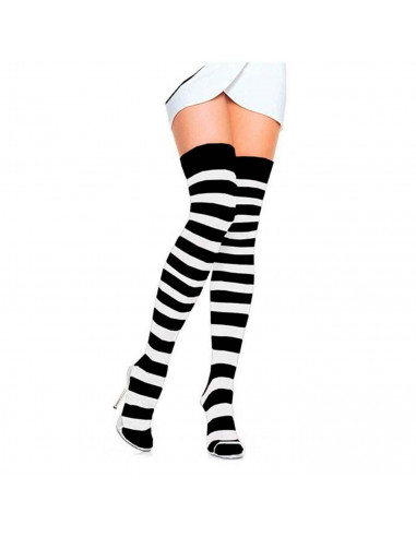 Medias de payaso a rayas color blanco y negro para jóvenes y adultos, complemetos de disfraces para carnaval, halloween u otras