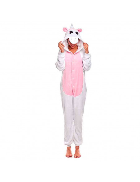 Tradineur - Disfraz unicornio, pijama, fibra sintética, incluye mono con capucha, carnaval, Halloween, cosplay, fiestas, adulto Tradineur - Disfraz unicornio, pijama, fibra sintética, incluye mono con capucha, carnaval, Halloween, cosplay, fiestas, adulto
