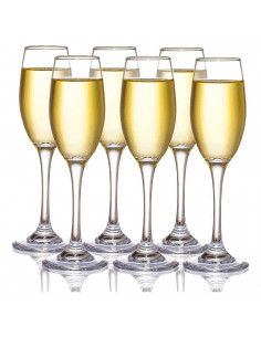 Set de 6 copas de champán 15 cl. Pack, juego copas cava flauta, conjunto de 6 uds 150 cc, borde fino, tallo largo, celebraciones