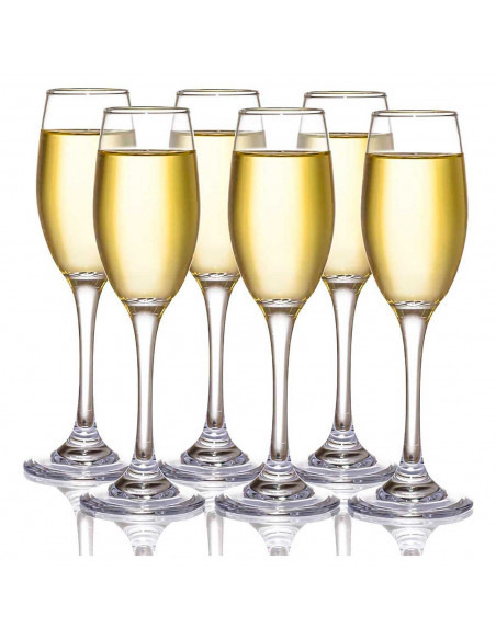 Set de 6 copas de champán 15 cl. Pack, juego copas cava flauta, conjunto de 6 uds 150 cc, borde fino, tallo largo, celebraciones Set de 6 copas de champán 15 cl. Pack, juego copas cava flauta, conjunto de 6 uds 150 cc, borde fino, tallo largo, celebraciones
